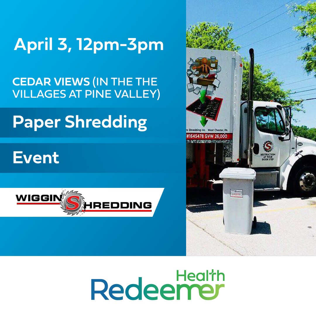 FREE Paper Shredding Event Redeemer Health